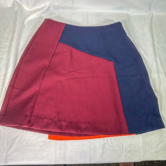 ASOS Colorblock Skirt with Button Wrap - Picture 7 of 8